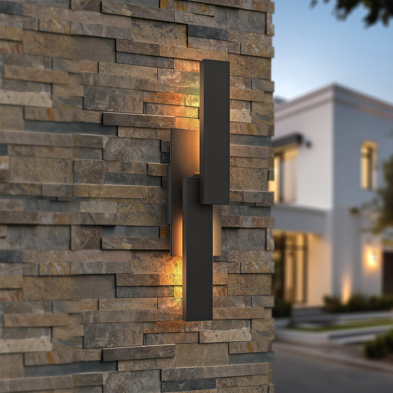 21''H Dimmable LED Black Aluminum Outdoor Wall Light, Matte Black, 21" H x 5.5" W x 3.5" D, null