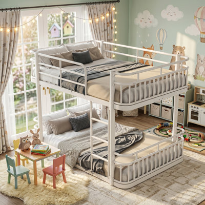 Kittredge Kids Bunk Bed with Full Guardrails & Secure Ladder, Durable Metal Frame for Shared Bedrooms, Space-Saving Design