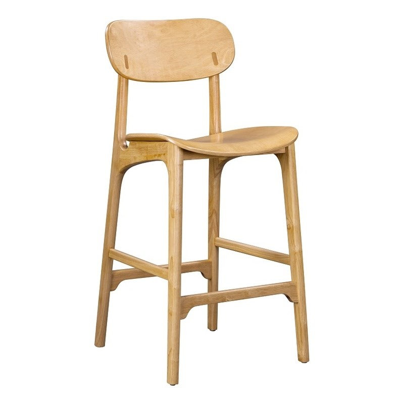  Tabouret de bar contemporain contemporain en bois d'hévéa naturel, 42.5