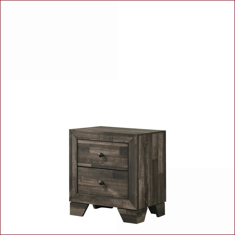 Table de chevet 2 tiroirs Rustic, Brun