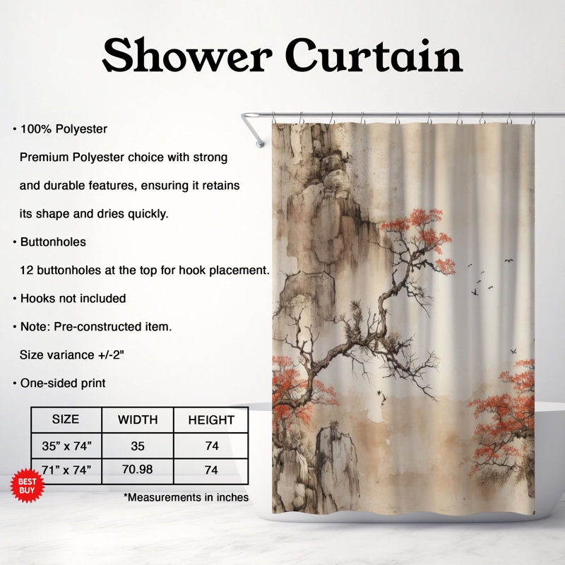 Rideau de douche Heritage Wall - Premium, H 74 po x l 71 po