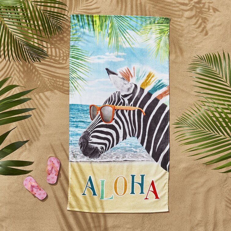 Aloha Zebra 100% Cotton Beach Towel