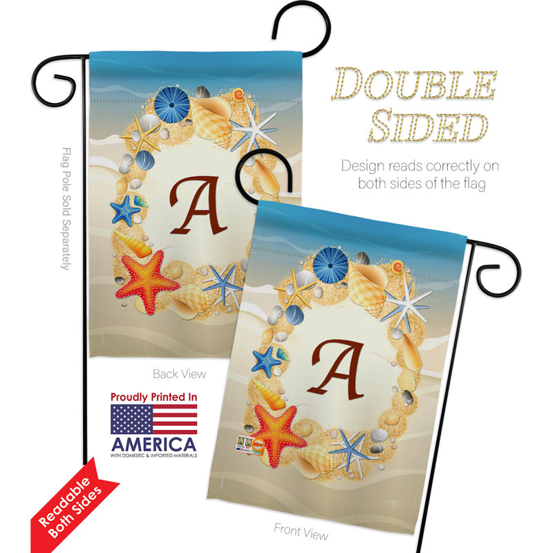 Drapeau de jardin en polyester 13 po x 18,5 po summer v initial, A