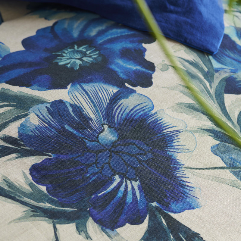Hirigana Indigo Duvet Cover, Queen Duvet Cover