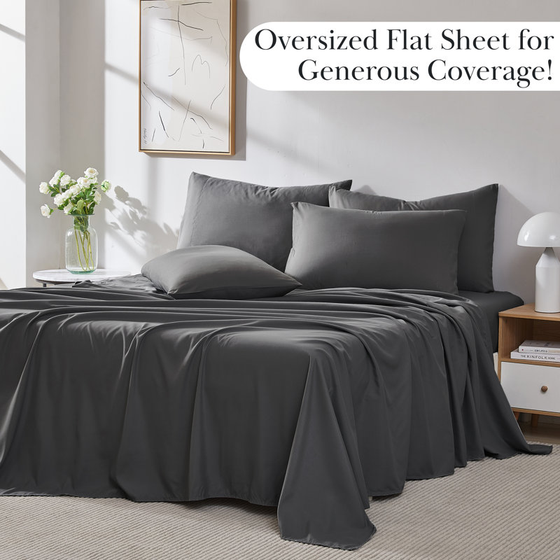 Southshore Fine Linens Vilano Springs Extra Deep Pocket 4-Piece Sheet Set, Ultra Soft Double-Brushed 110 GSM Microfiber Bedding, 21-Inch Deep Pocket, 2 Pillowcases, Twin, Slate