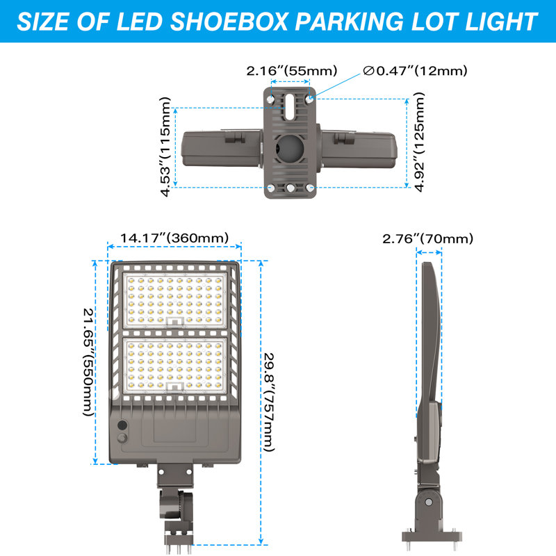 320W 44800LM LED Parking Lot Lights Outdoor Commercial Warehouse IP65 Waterproof with Dusk to Dawn Photocell Shoebox Light