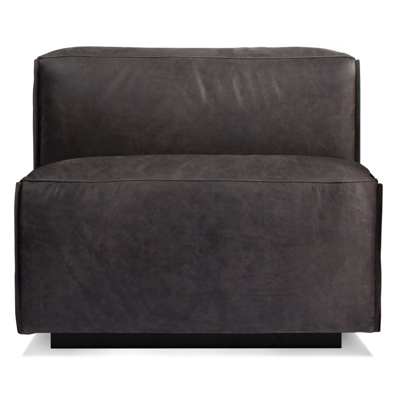 Cleon Slipper Chair, Slate Genuine Leather