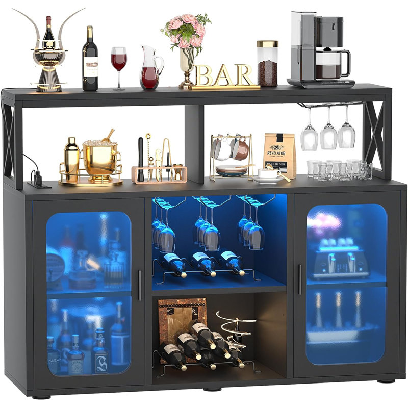 Armoire de bar 47,2 po Xachary, Noir