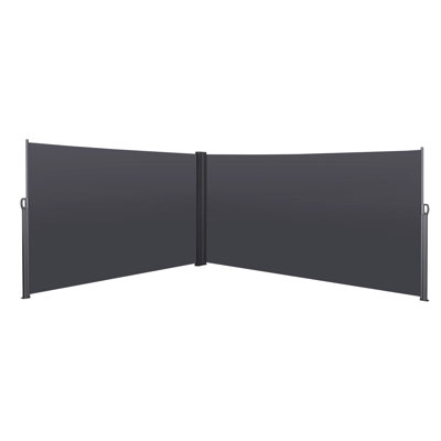 & Water 276" X 71'' Retractable Porch Privacy Awning, Grey 276'' Screen Awning For Patio, Waterproof, -,