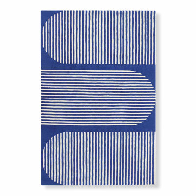 Echo Geometric Area Rug in Blue/Ivory