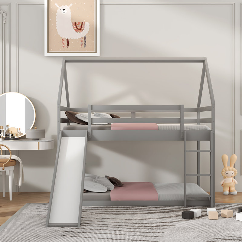 Mullinville Kids Twin Over Twin Bunk Bed, Gray