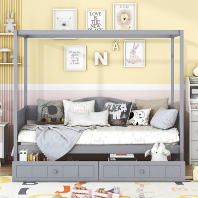Twin Size Canopy Day Bed with 2 Drawers