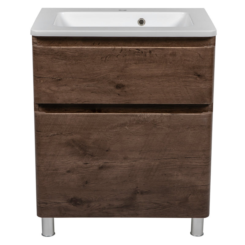 Meuble-lavabo simple Lomant 27,3 po avec comptoir en céramique et acrylique, Bois de rose
