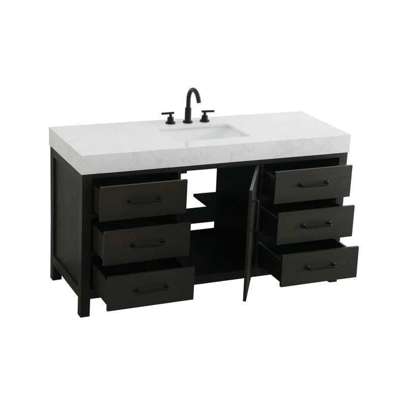 Meuble-lavabo simple 60 po_Traditional_VF60660, Brun moka