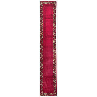 Tapis de couloir oriental vintage rétro 2 pi 7 po x 15 pi 4 po Fuchsia