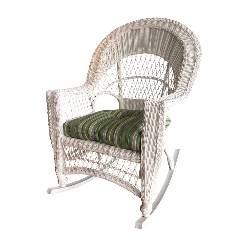 Chaise berçante avec coussin Camacho, Blanc, Bleu marine Sunbrella