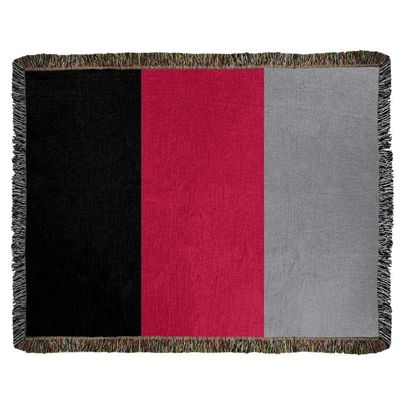 Hand Woven Throw Blanket, 52" W x 37" L, Black/Red/Silver