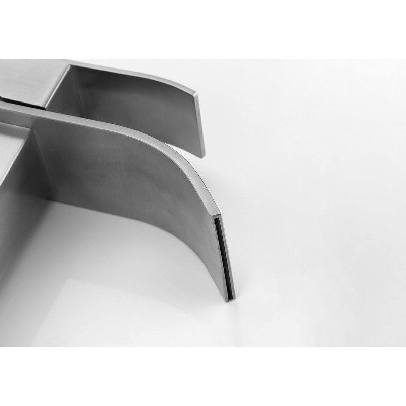 Bathroom Faucet With Waterfall Spout Design - Single Handle, Stainless Steel, Brushed Nickel Plating For A Classy Look Sink Steel Glamorous