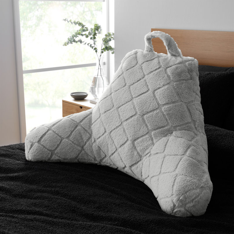 Cosy Diamond Faux Fur High Back Cuddle Cushion Back Rest, Silver