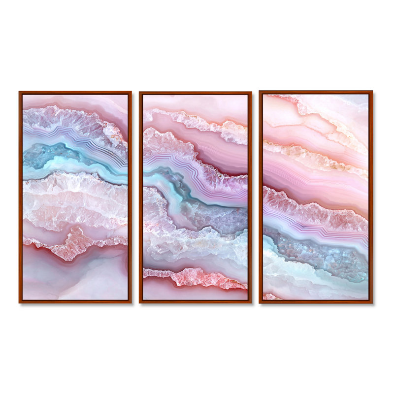 «Agate Dream River I», ensemble de reproductions d'art sur pierre, Brun, Reproduction avec cadre flottant, H 28 po x l 36 po