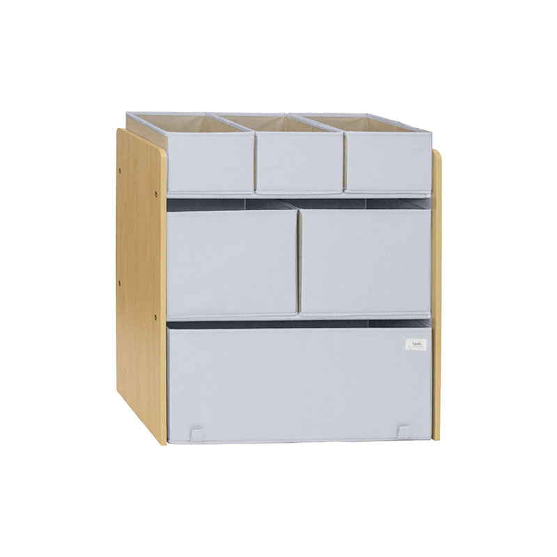 6 Piece Fabric Storage Bin Set, Grey