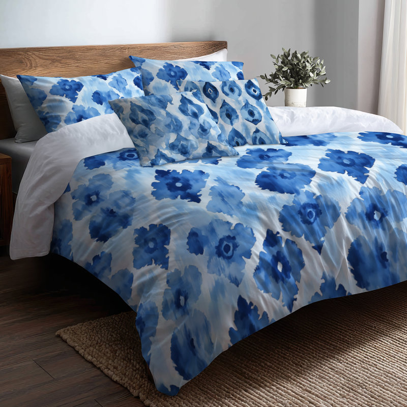 Ensemble de housse de couette et coussin décoratif Beach Blue Ikat, Housse de couette grand + 4 pièces supplémentair