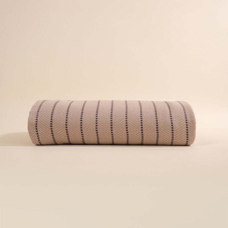 Cotton Blend Striped Bedspread, 71" x 94" Bedspread, Khaki
