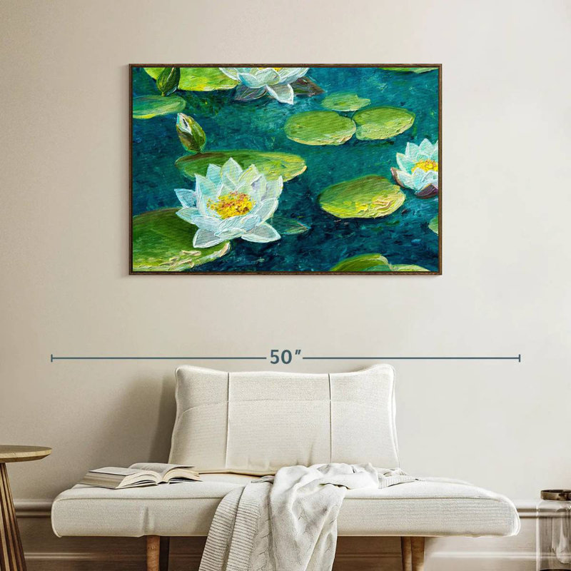 Fleur de nénuphar, Cadre flottant noyer, 40 po x 27 po
