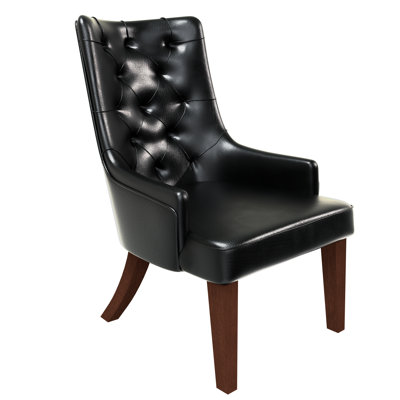 Jabbar Dining Chair In Leather/Velvet Diamond-Tufted Design Side Chair In Rubberwood