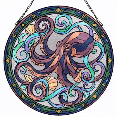 Panneau de vitrail Octopus Art, H 12 po