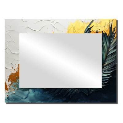 Velvet Green And Beige Palms - Palms & Palm Trees Mirror Wall Art - Printed On Metal