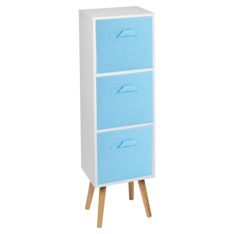 Corto 100cm H x 30cm W Wood Standard Bookcase, White/Sky Blue/Beech
