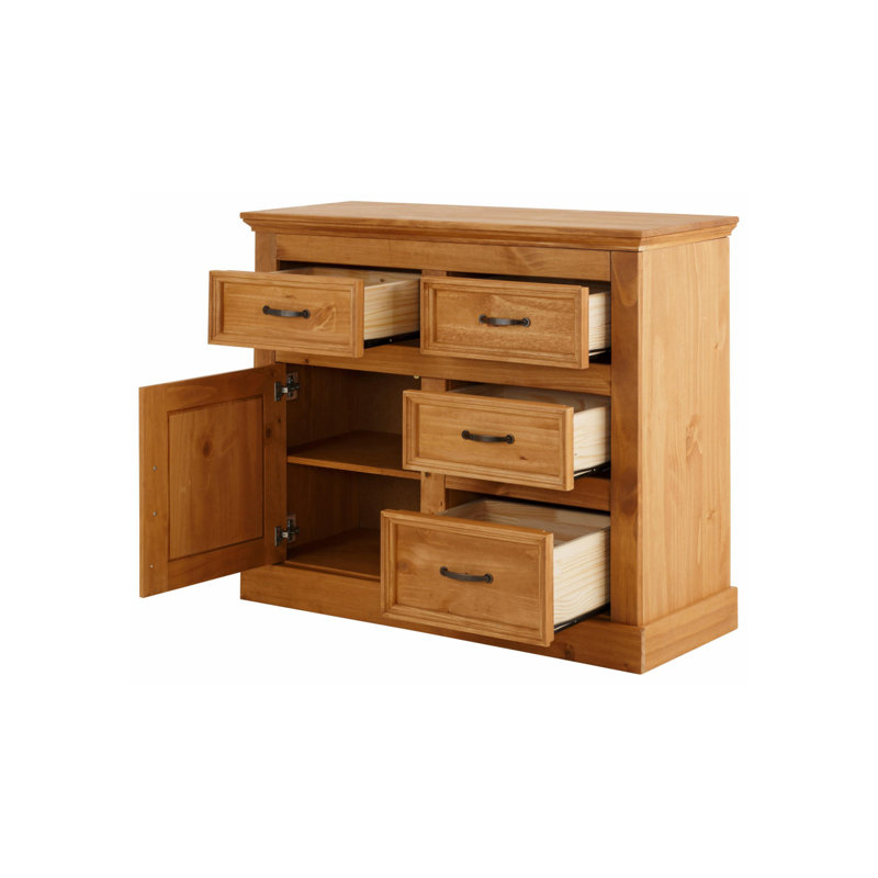 Perley Solid Wood 100cm W 4 - Drawer Chest of Drawers, Stain Wax
