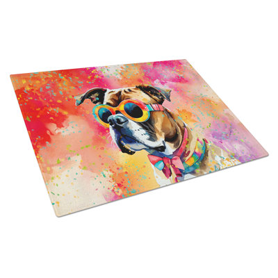 Boxer Hippie Dawg Glass Cutting Board Large