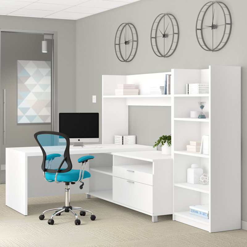 Operle Modular L-Shaped Executive Desk, White