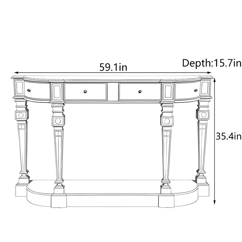 Console American Country Style, H 35,4 po x l 59,1 po x P 15,7 po