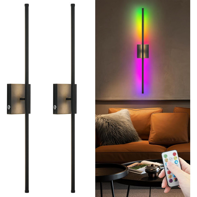 Wireless Sconces Set Of 2,10000 mAh Large Capacity Battery Wall Sconce Up To 70 Hours Use Time,360° Rotation RGB Multiple Colors,Rechargeable Wall Sconce With Remote,Perfect Sconces Wall Decor