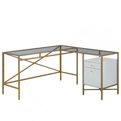 Bureau en L, finition blanche