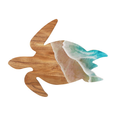 Sea Turtle Wave Coastal Wood Novelty Animal Shaped Serving Platter