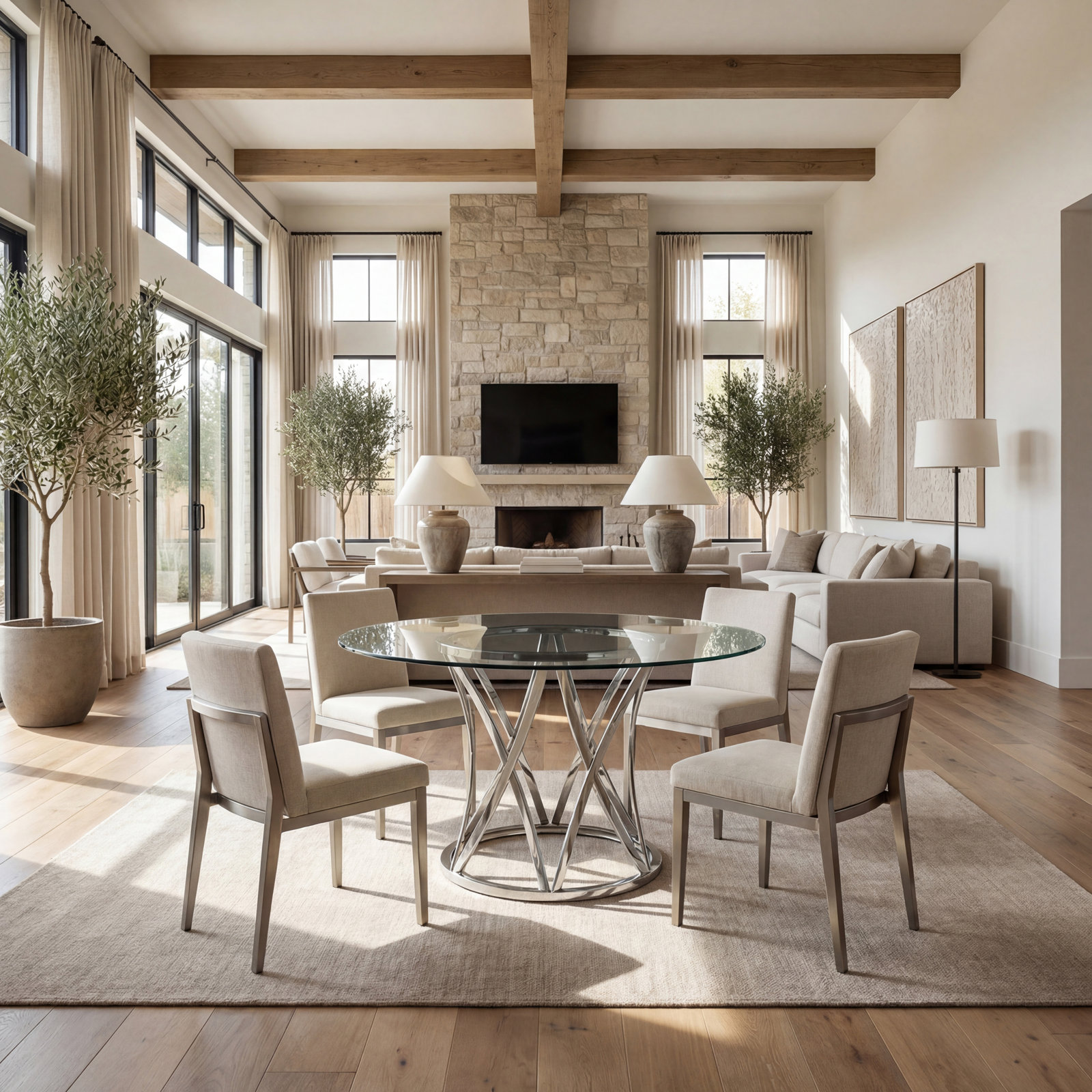 Yuko Round Glass Dining Table