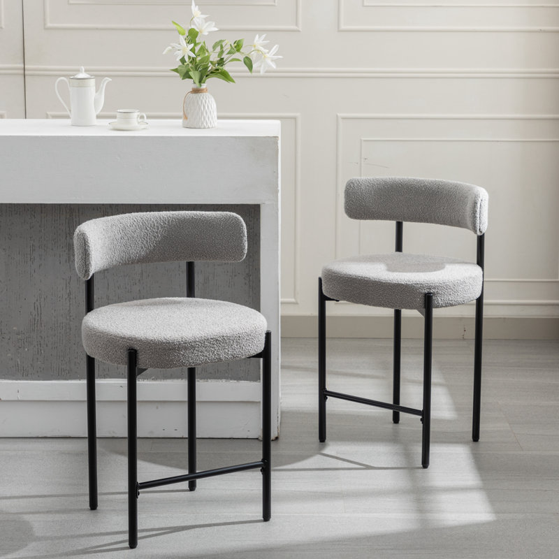 Tabouret de comptoir à dossier bas 24 po Najira, Noir, noir, noir, noir, Polyester gris, 2