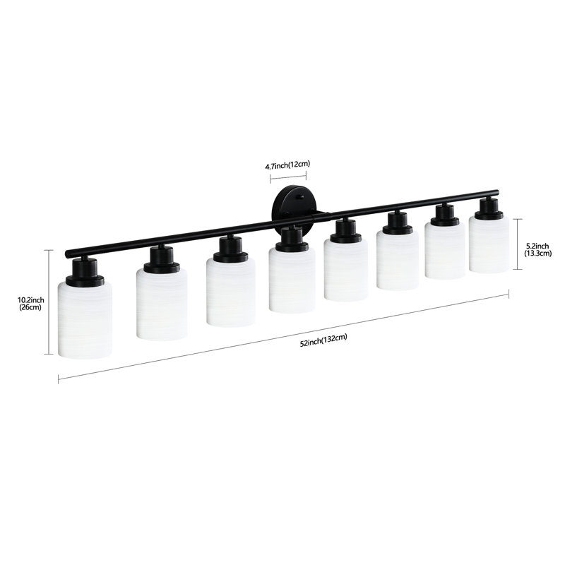 8- Applique murale de salle de bain avec verre blanc givré et cadre en fer noir, pour chambre à coucher, vestiaire, économie d'énergie, installation simple avec miroir moderne et fer, conservation, sélection