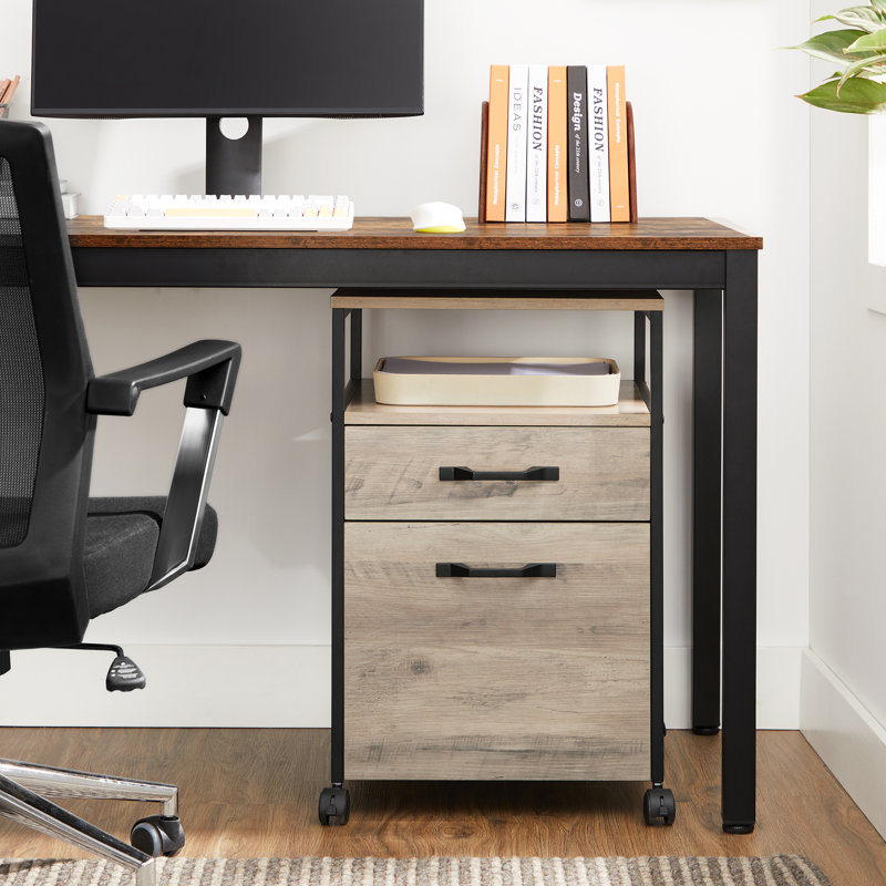 Classeur mobile verrouillable 2 tiroirs Turgeon , Beige/noir