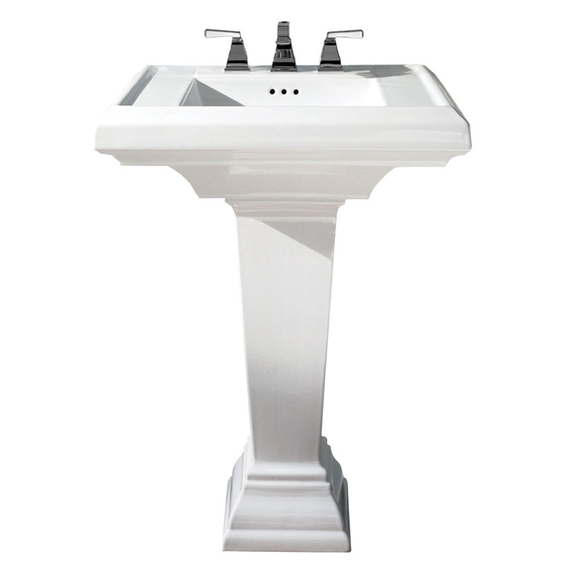 lavabo de salle de bain avec trop-plein 24" en céramique Town Square, Blanc, 8 po espacé