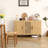 Three-Door Cabinet with Natural Rattan Mesh - Large Storage Space, Kitchen Storage Cabinet .Stable and Durable Structure, Perfect for Living Rooms or Restaurants