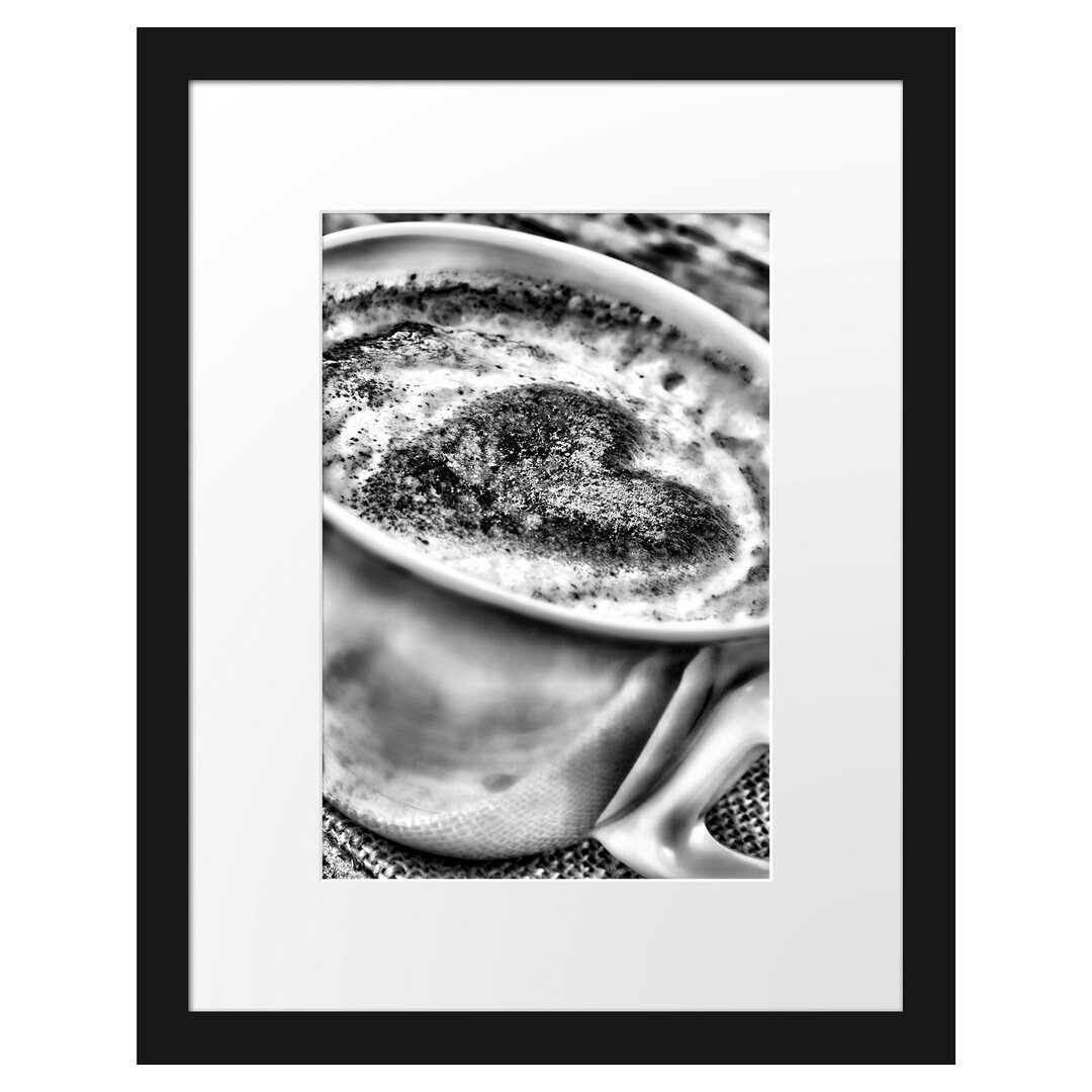 Gerahmtes Poster Kaffe mit Herz