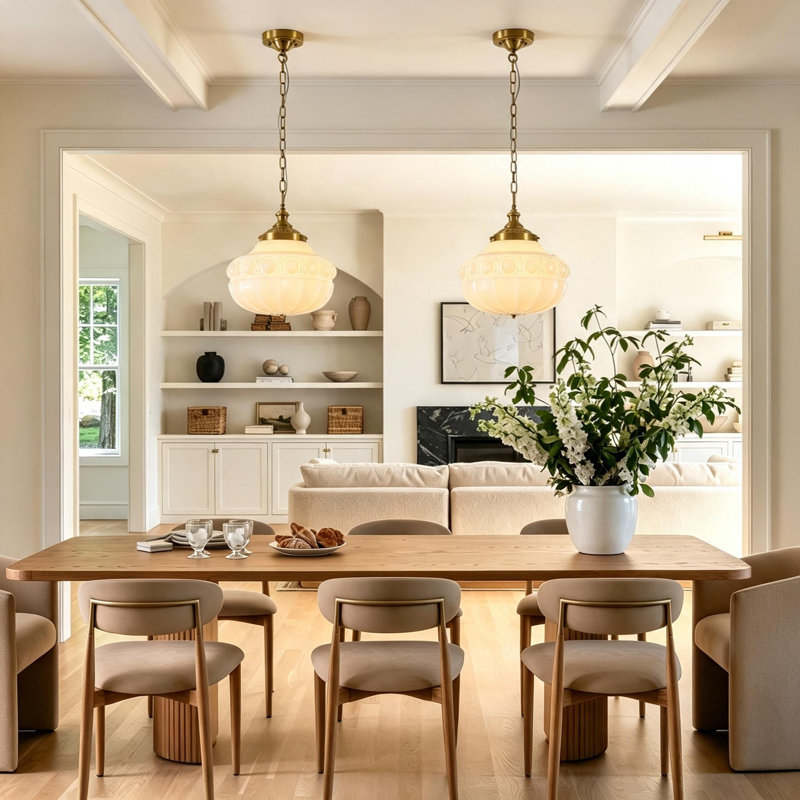 Luminaire suspendu en verre opale 1 lumière Winslow pour salle à manger