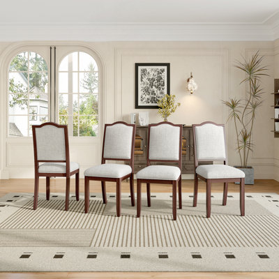 Set Of 4 Farmhouse Dining Chairs With Upholstered High Backs, Ideal For Kitchen, Bedroom, And Living Room Seating, Modern Design For Comfortable Dining