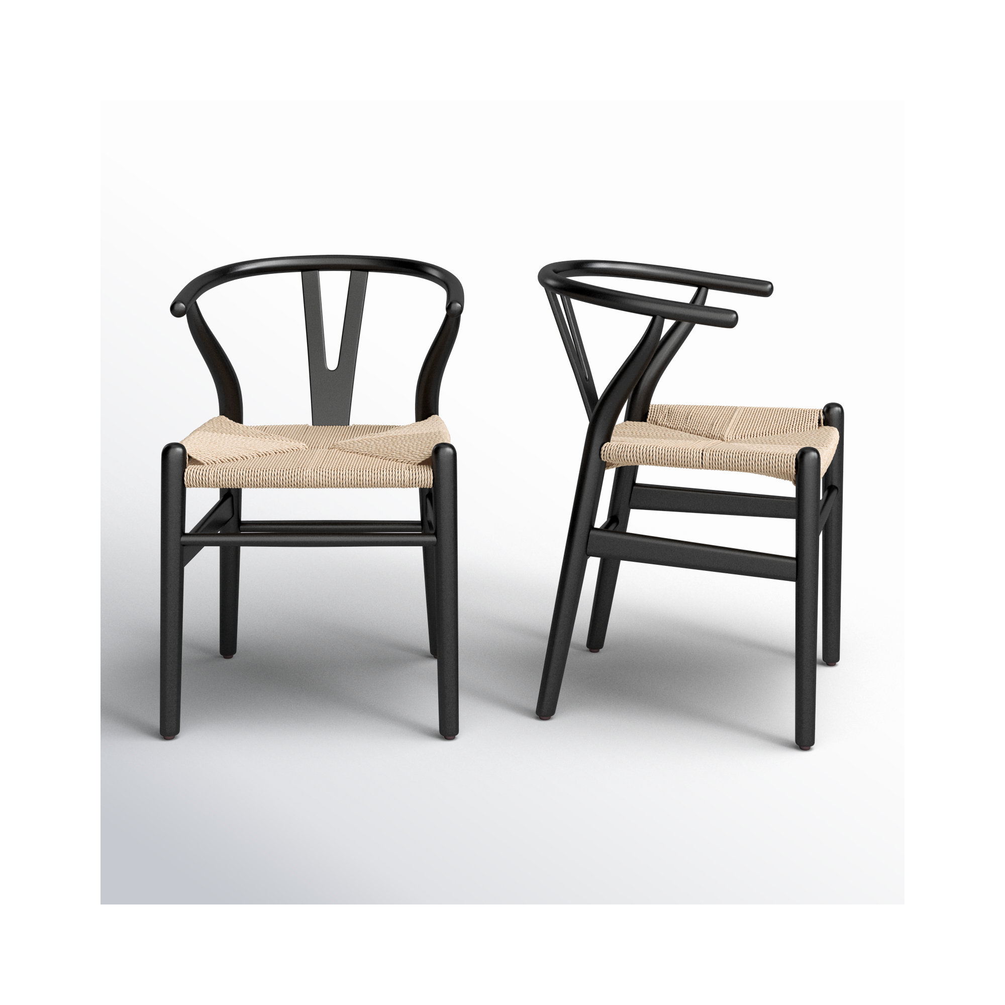 Margo Solid Wood Dining Chair, Black/Beige