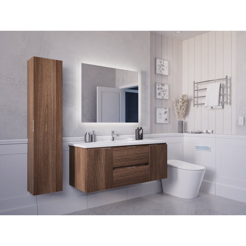 ANZZI Conques Series 55 In H X 12 In W Wall-Mounted Bath Vanity Side Cabinet In Dark Brown